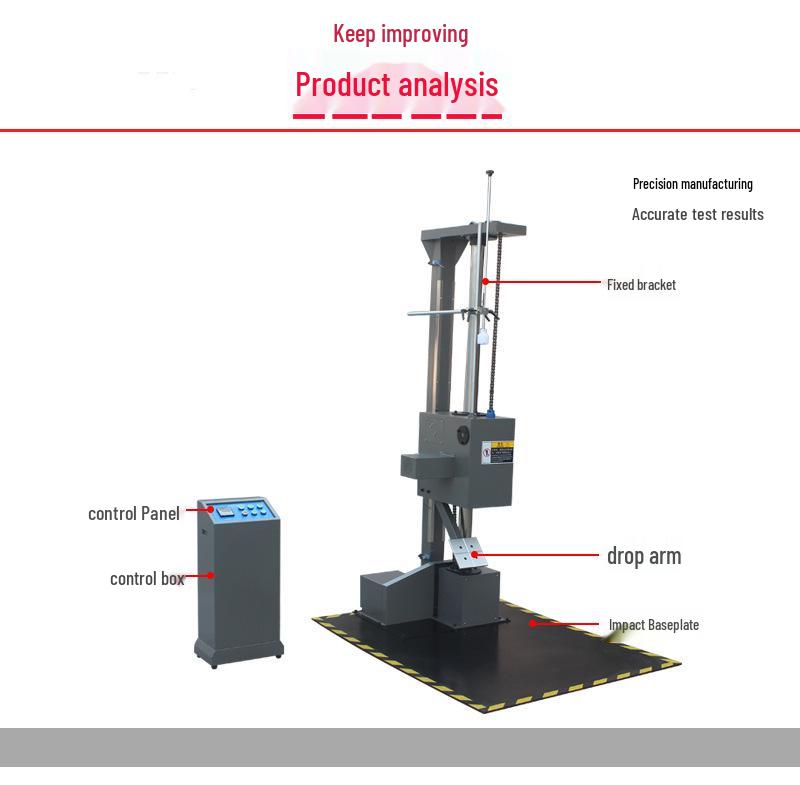 Single-Arm Double-Wing Packaging Drop Tester for Free Fall and Impact Testing On Box Edges, Corners, and Faces