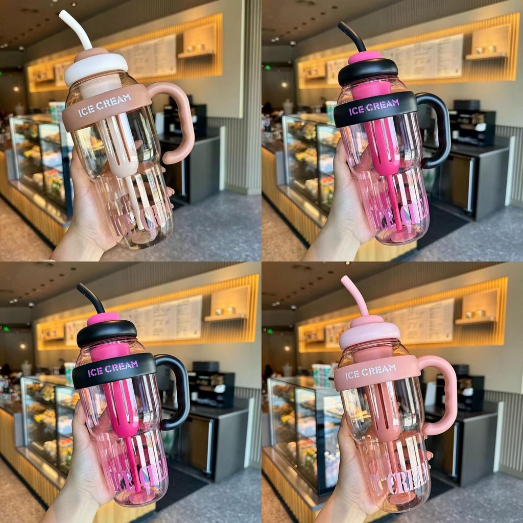Ice Mug Large Capacity Summer Plastic Cup With Straw For Outdoor Activities And Gift