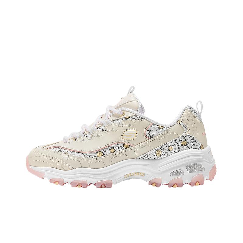 Skechers DLites Comfortable Versatile Fashion Durable Low-Top Casual Shoes Women sneaker Off-White Pink 150538-NTPK 36.5