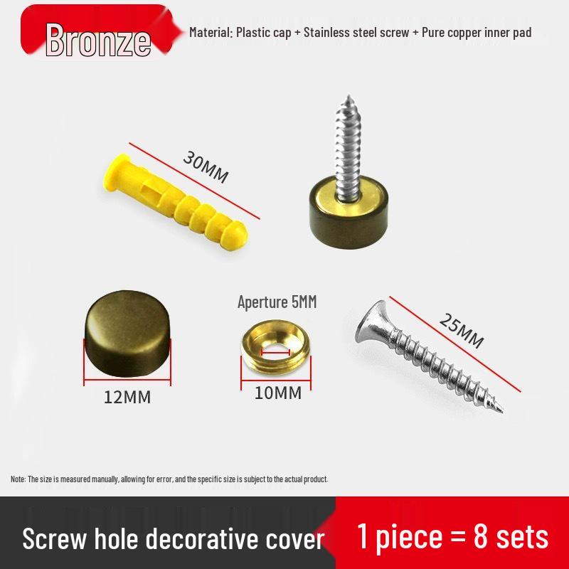 Decorative Glass Mirror Nail Caps: Thickened Flat Screws for Bathroom Signs