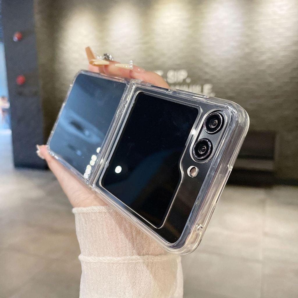 Transparent PC Hard Shell Case for Samsung Z Flip 3, Z Flip 4, and Z Flip 5
