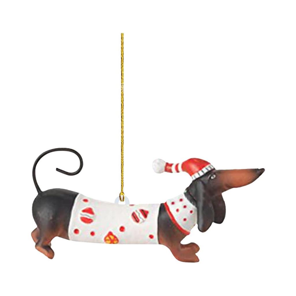 Acrylic Adorable Dachshund Car Hanging Ornament For Christmas Tree Home Decoration
