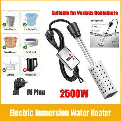 2500W Electric Immersion Water Heater Portable Multi-Purpose Bucket & Pool Heater Household Bathtub Water Heating Rods