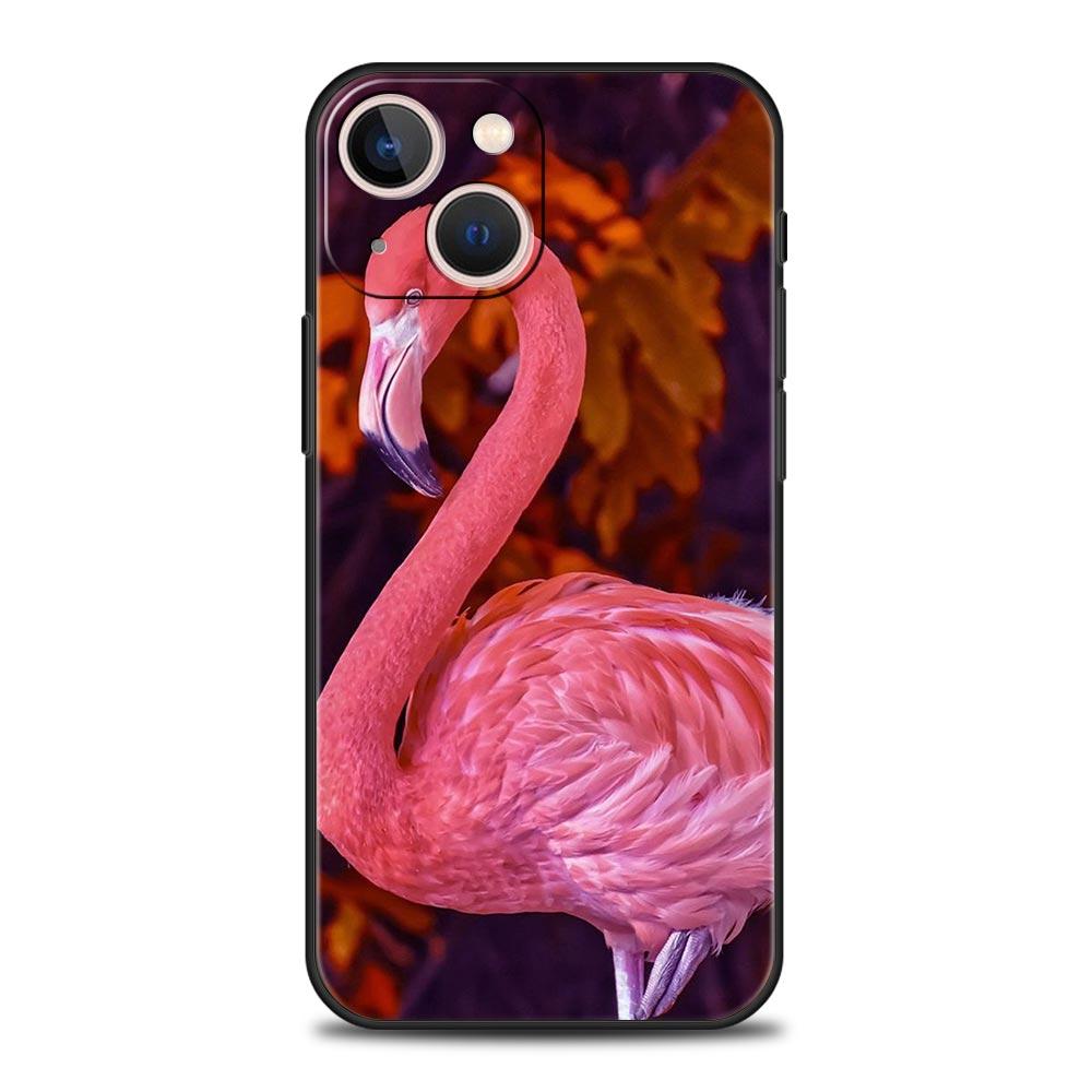Pink Red Flamingo Luxury Phone Case For iPhone 11 14 15 Pro MAX 12 13 Mini 7 8 Plus X XR XS SE Silicone Shockproof Cover Funda