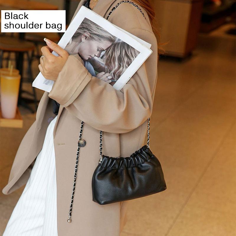 Настоящая телячья кожа маленькая сумка через плечо сумка плетеные цепочки женские сумки — фото 4