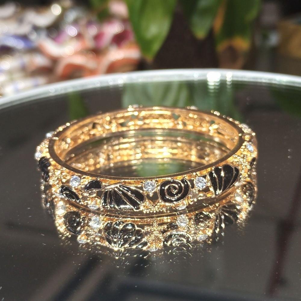 Metal Vintage Cloisonne Bangle Shell Women's Hand Bracelet Starfish Shell Bangle Gold Jewelry
