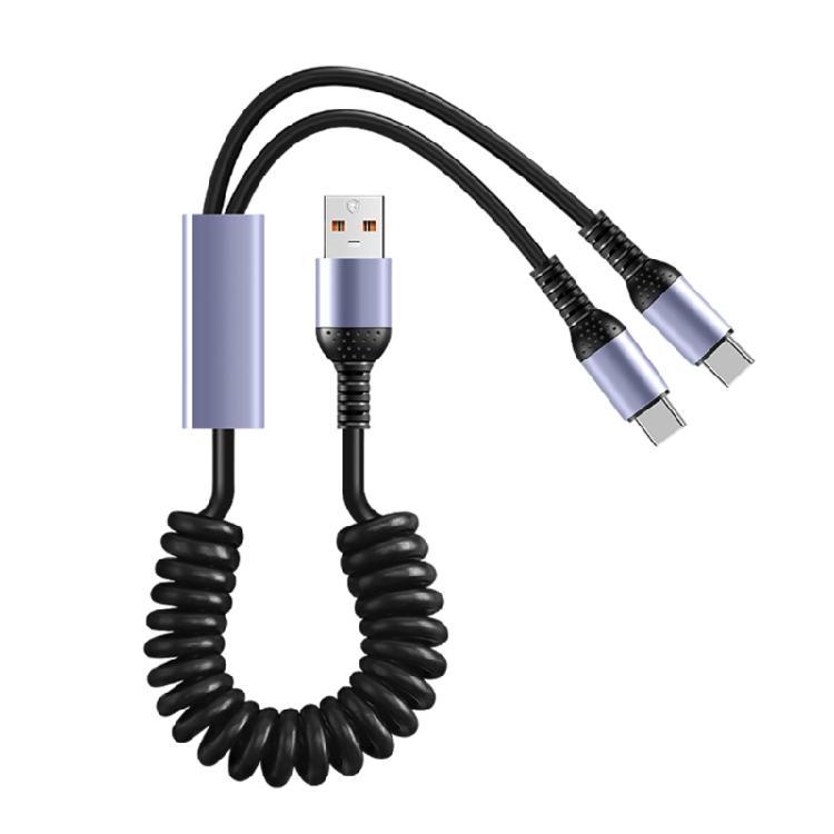 

66W USB C to USB chargers Cord,USB C Cable for Data & Both for Quickly Charge,Extendable Spring Cable Vehicle Electronics