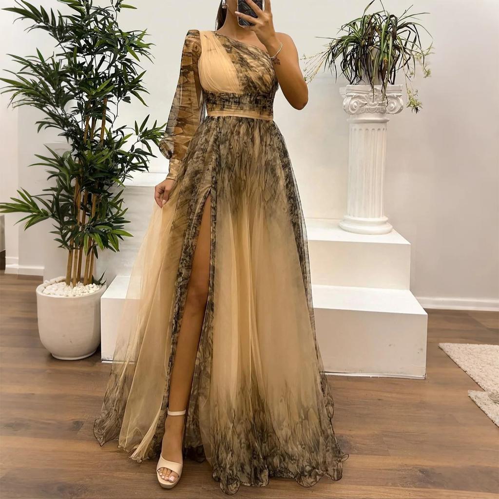 Women's Summer Dress Mesh Printed Suspender Holiday Casual Party Dress