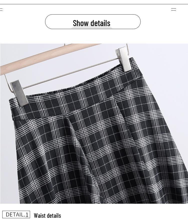 Autumn 2025 High-Waisted Irregular Black & White Plaid Skirt for Women