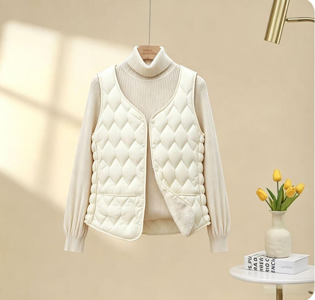 Winter new lamb wool vest women's thickened short warm inner with sleeveless coat slim and thin mother outfit