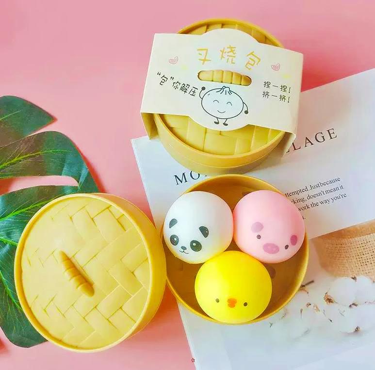 Jouets Squishy Boulettes de Riz Dessin Animé Boulette Anti Stress Balle Pincer Évacuer Fidget Jouets Sensoriels Squishy Tabas Abreact SquishSurprise Cadeau