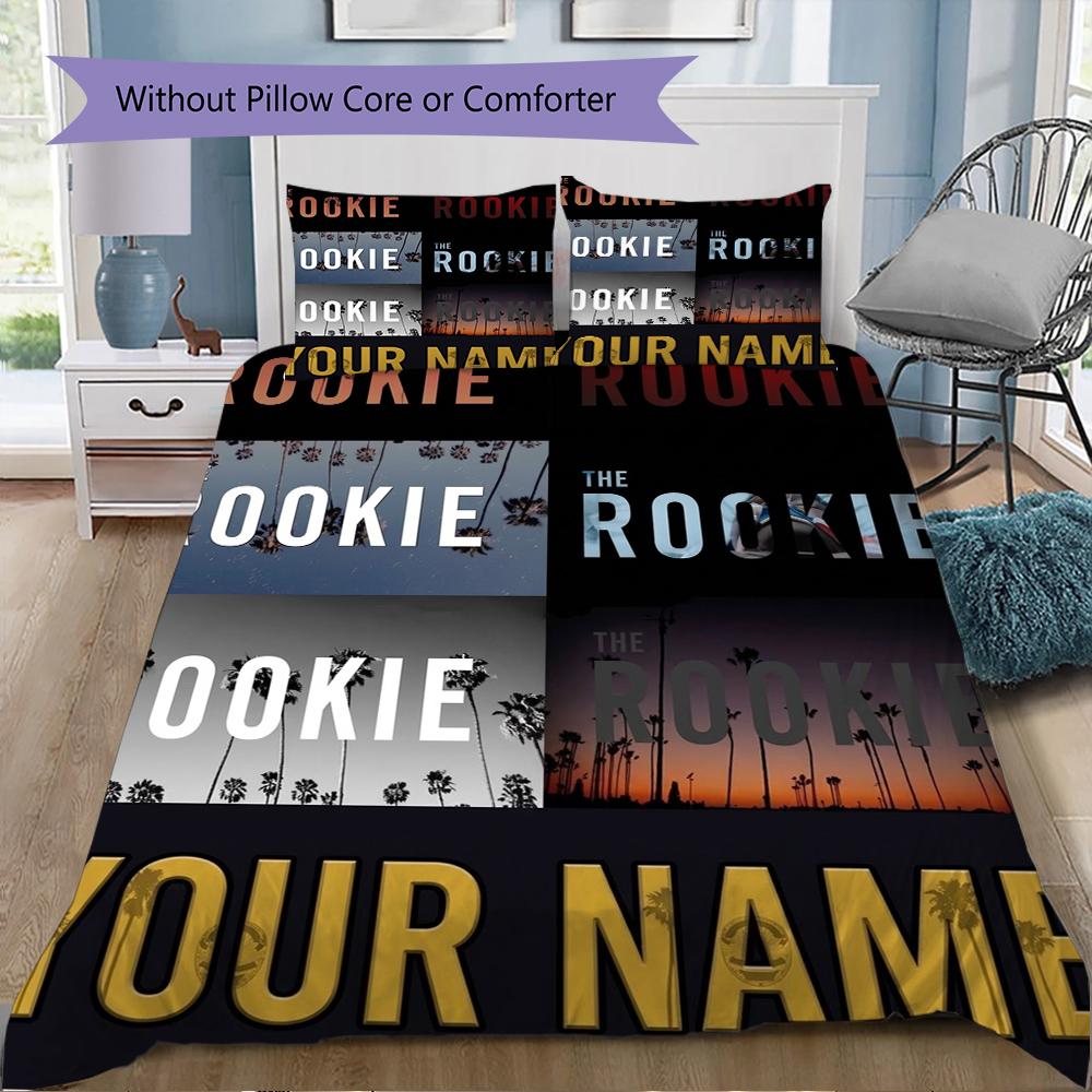Custom Name The Rookie Pattern Bedding uilt Set uilt Cover Pillowcase Home Decoration Birthday Gift (1*duvet cover+2*pillowcase without core)