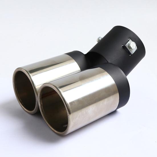 Universal Car Vehicle Double Tube Exhaust Muffler Steel Stainless Tail Pipe