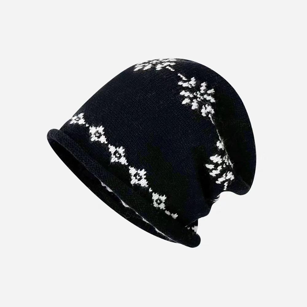 Warm Jacquard Knitted Hat Printed Printing Knit Cap Sweet Ear Protection Hat Apparel Accessories