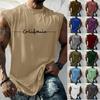 Men's Casual Loose Fit Sleeveless T Shirt Muscle Tank Top with California Letter Print for Summer Outdoor Activities