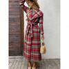 Women's Autumn/Winter Plaid Belt Woolen Coat