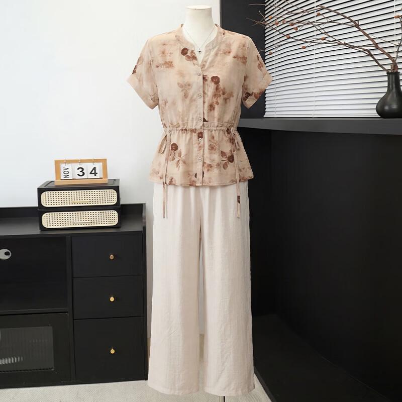 Women s Floral Two-Piece Summer Outfit L