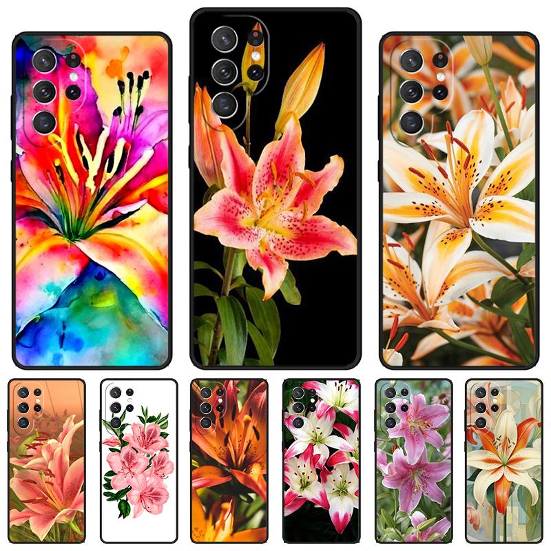 Colorful Flower Lily phone case For Samsung Galaxy S24 S25 S23 S22 Ultra Note 10 20 Plus S20 S21 FE Cover