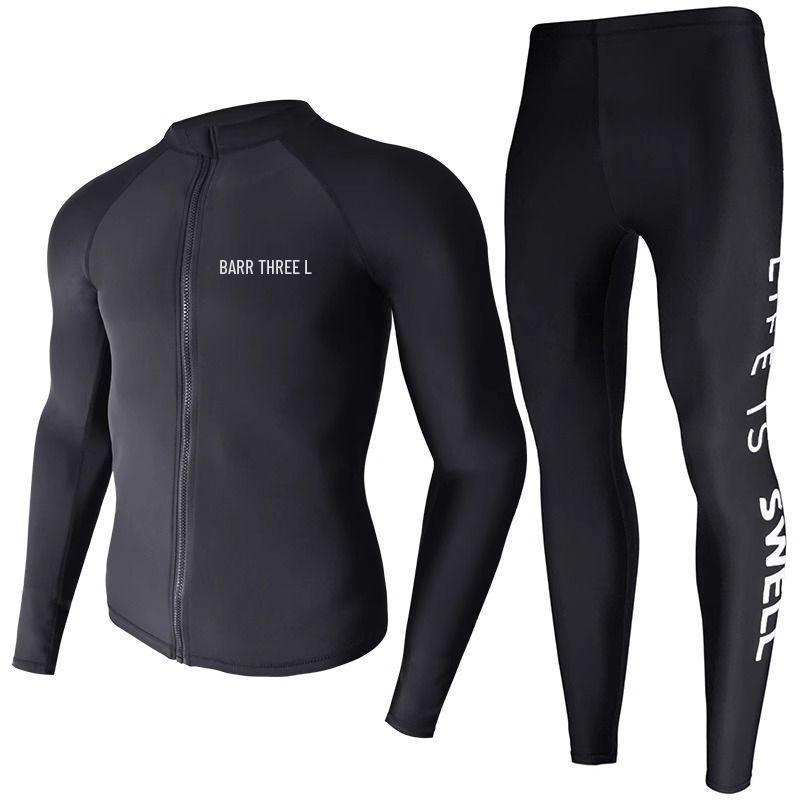 Korean Men's Long Sleeve Quick-Dry Diving Suit: Jellyfish-Proof Snorkeling & Surfing Set.