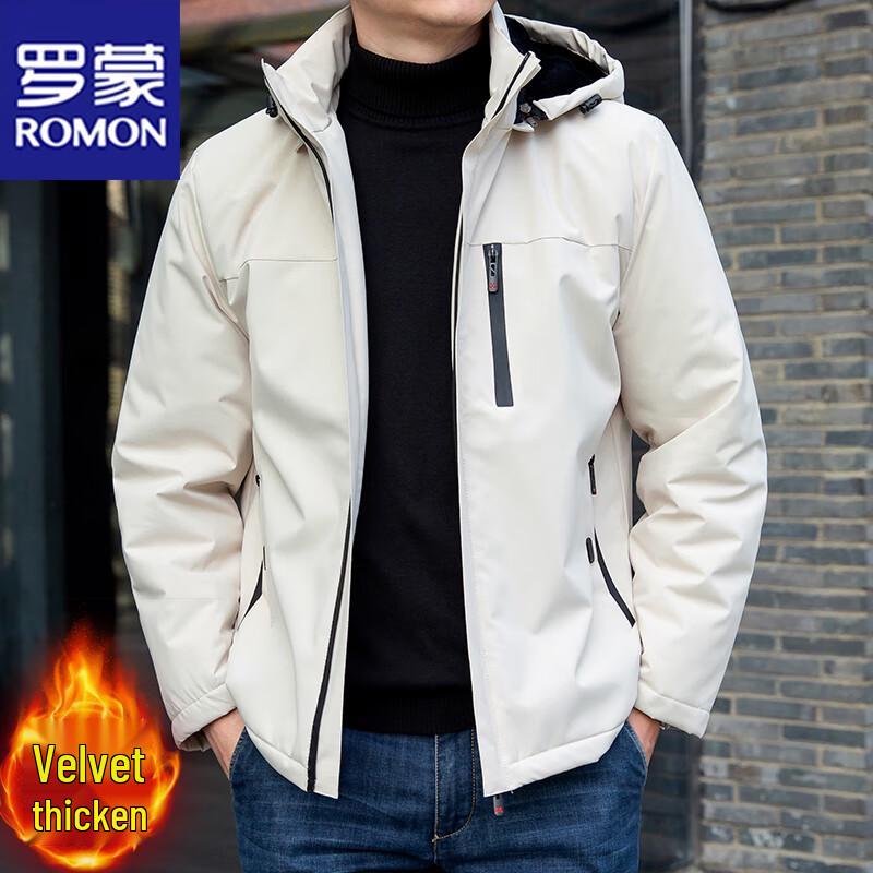 ROMON Men's Hooded Fleece-Lined Warm Jacket