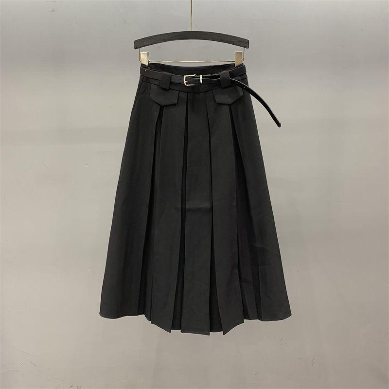 Women s High-Waist Gray Pleated A-Line Skirt - 2026 Trend 3XL чёрный