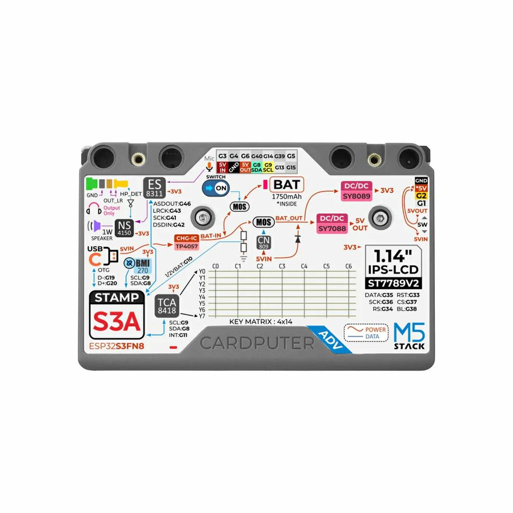 M5Stack Cardputer Adv ESP32-S3 Programmable Computer 56 Key Keyboard 1.14 Inch LCD Display Audio Codec 6 Axis Motion Sensor