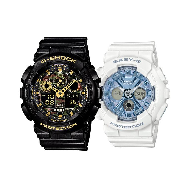 CASIO Unisex Pair Table Series Green Watch GA-100CF-1A9&BA-130-7A2