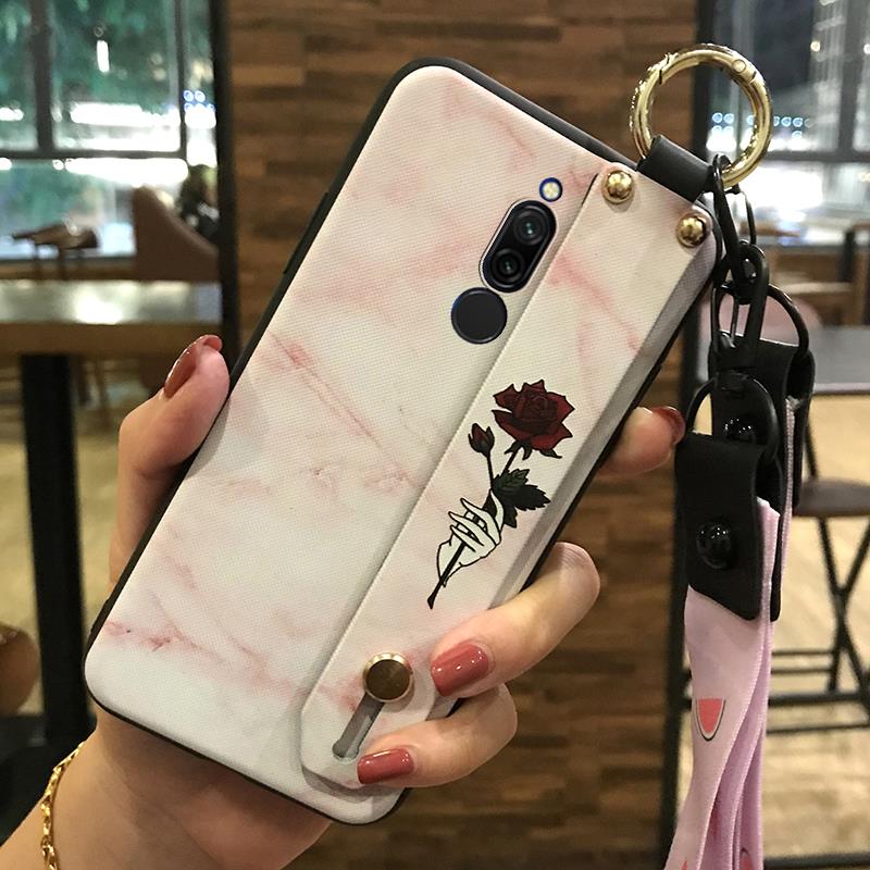 Flower Anti-knock Phone Case For Xiaomi Redmi 8 Silicone Wristband Anti-dust Soft case Fashion Design Phone Holder Ring