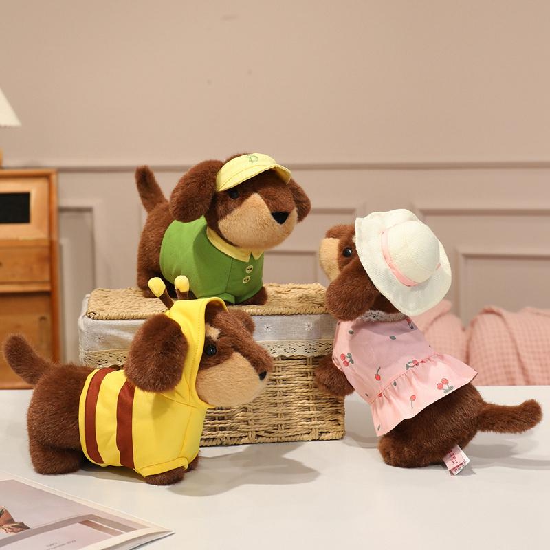 Non-Toxic 25/35Cm Cute Dachshund Plush Toys Wear Clothes Doll Kawaii Pink Dress Blue Shirt Bee Dress Up Dachshund Doll Birthday Gift Toys