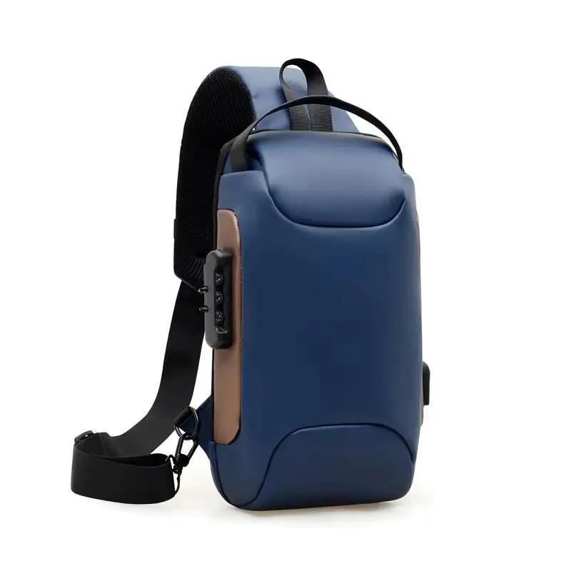 Men's Waist Packs Chest Bag Lightweight Usb Charger Port Waterproof Small Fanny Bag Anti-theft Password Lock Men's Shoulder Bag