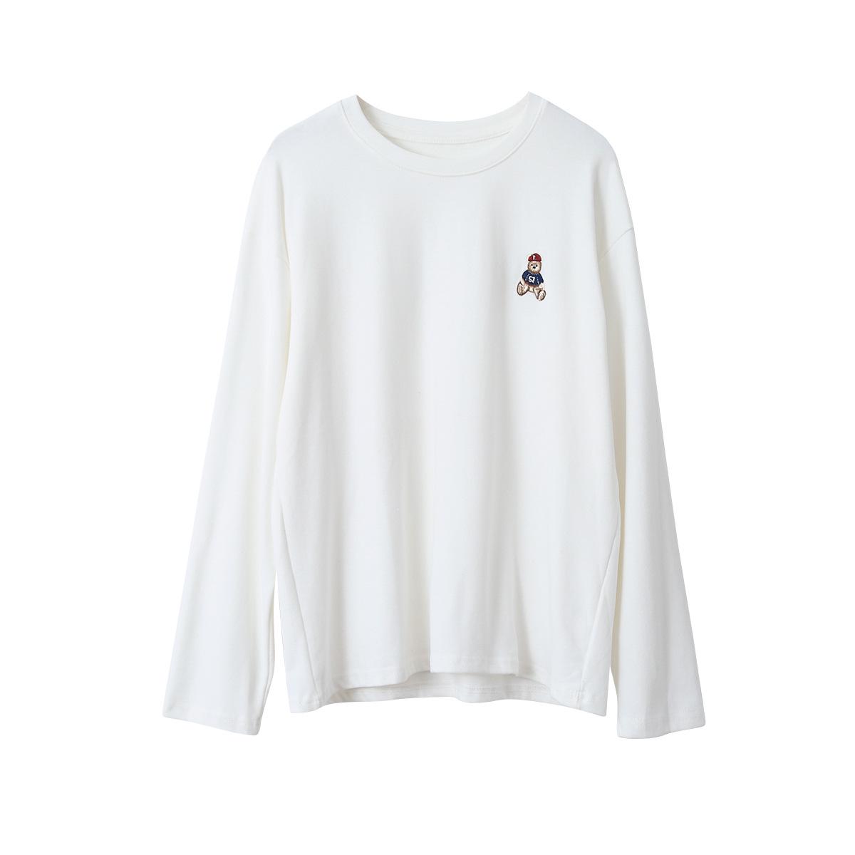 Korean Winter Cartoon Embroidered Thick Long Sleeve Women s Loose Base Layer Shirt One Size