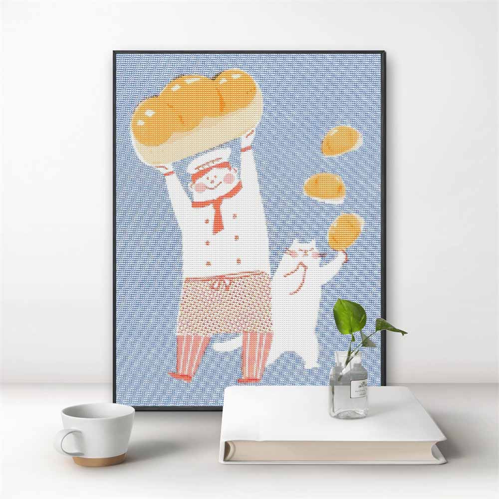 Diamond Art Painting Kits for Beginners BreadCat Full Drill 5D Rhinestone Craft Home Decor Birthday Gift Wall Art Cute Animal
