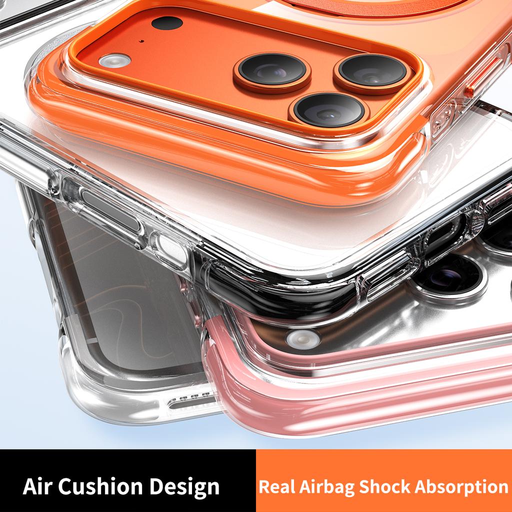 For iPhone 17 Pro Max Case Compatible with MagSafe Rotating Kickstand Clear Acrylic TPU Shockproof Phone Cover