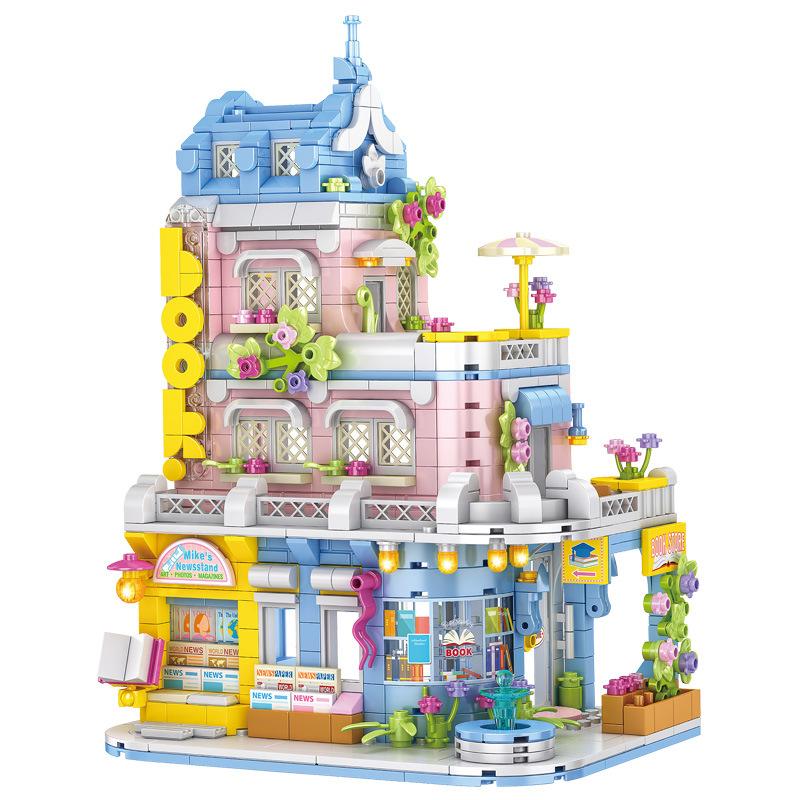 Urban-District Street High-Standard View Series-Collection Superior-Grade Bookstore First-Class Construction-Set First-Class Bricks Compact Size