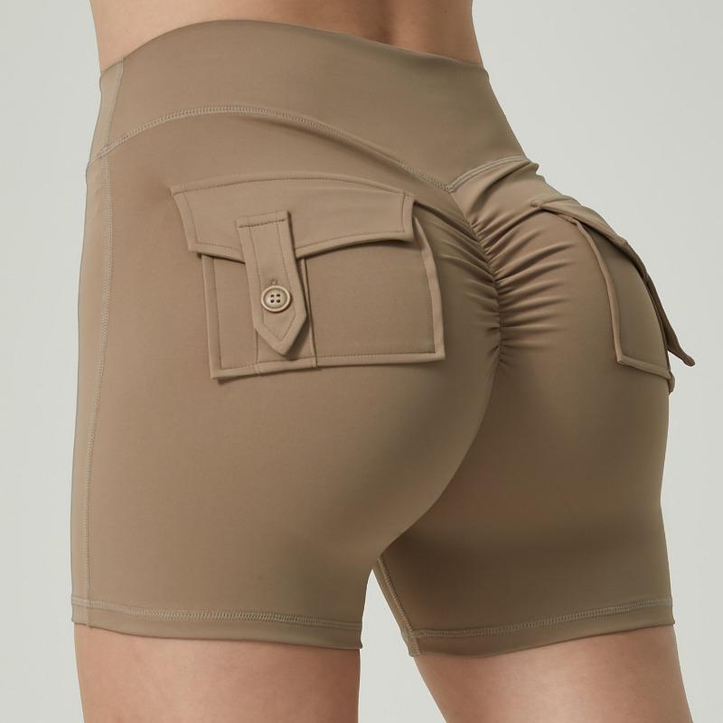 High Waist Pocket Yoga Pants Shorts Sports Women's Hip Lift Peach Hip Flared Fitness Pants