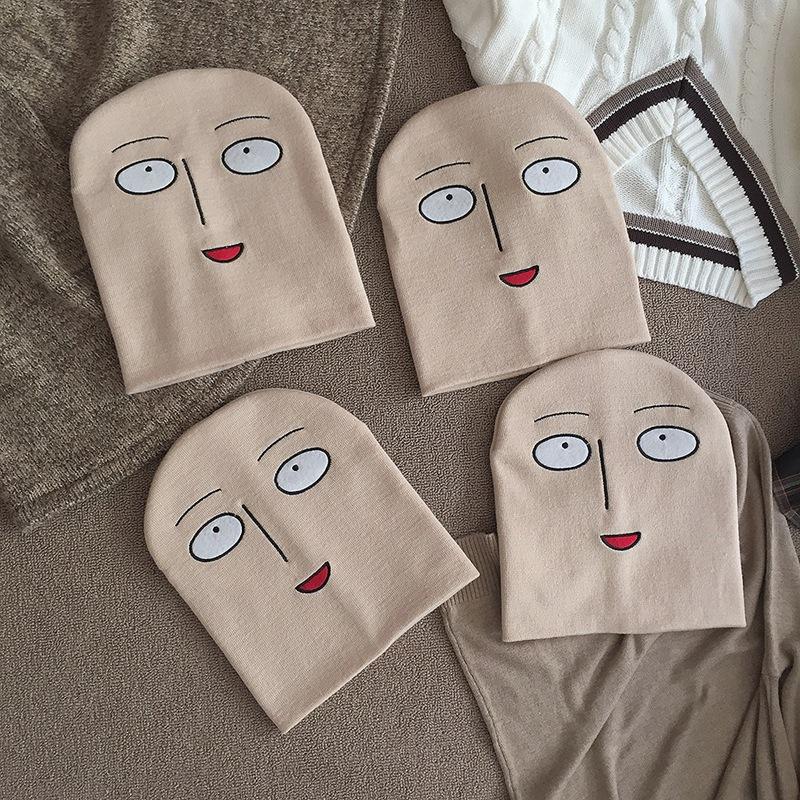 

Креативная Забавная Вышивка Эмодзи Вязаная Шапка-Пуловер Ванпанчмен Харадзюку Шерстяная Шапка Милая Милая Шапка M（56-58cm）