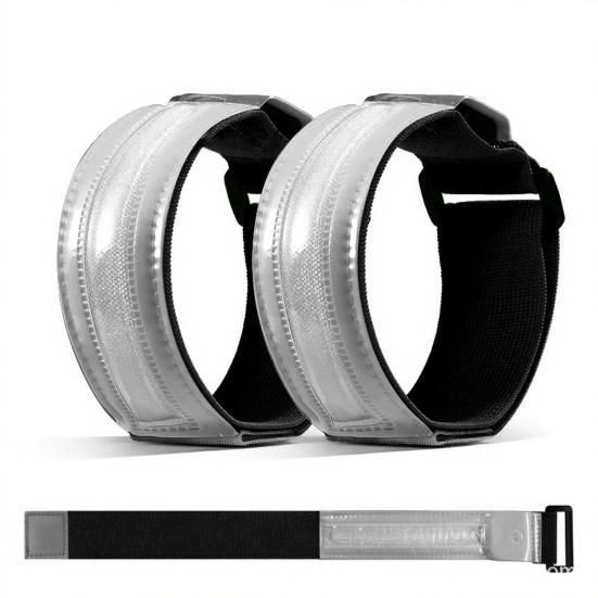2Pcs LED Light-Up Armband High Visibility Luminous Reflective Safety Band Adjustable Outdoor Night Walking Running Riding