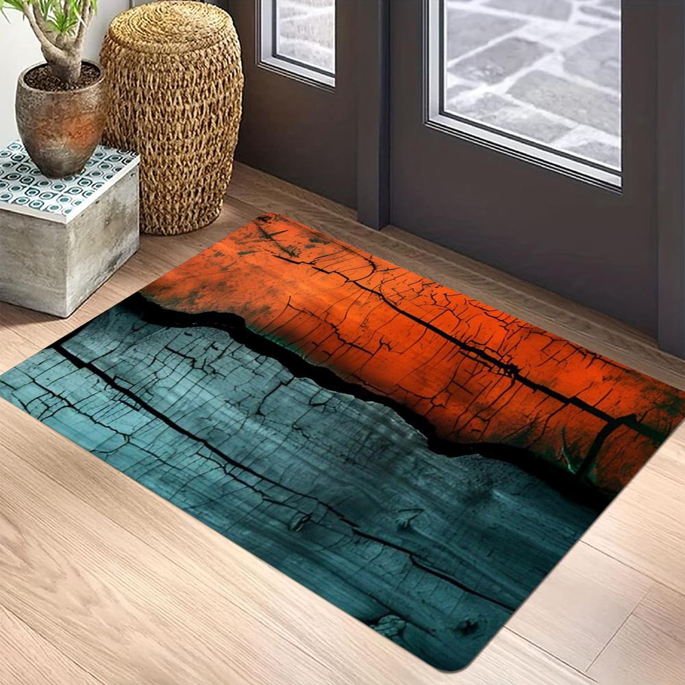

3D Retro Camouflage Wooden Welcome Mat Sunset Color Design Carpet Kitchen Entrance Non-slip Mat Door Mat Entrance Washable 40x60cm