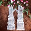 Weiß Schwarz Elegant Braut Lange Perlenhandschuhe Hochzeitsaccessoires Sommer Schlichtheit