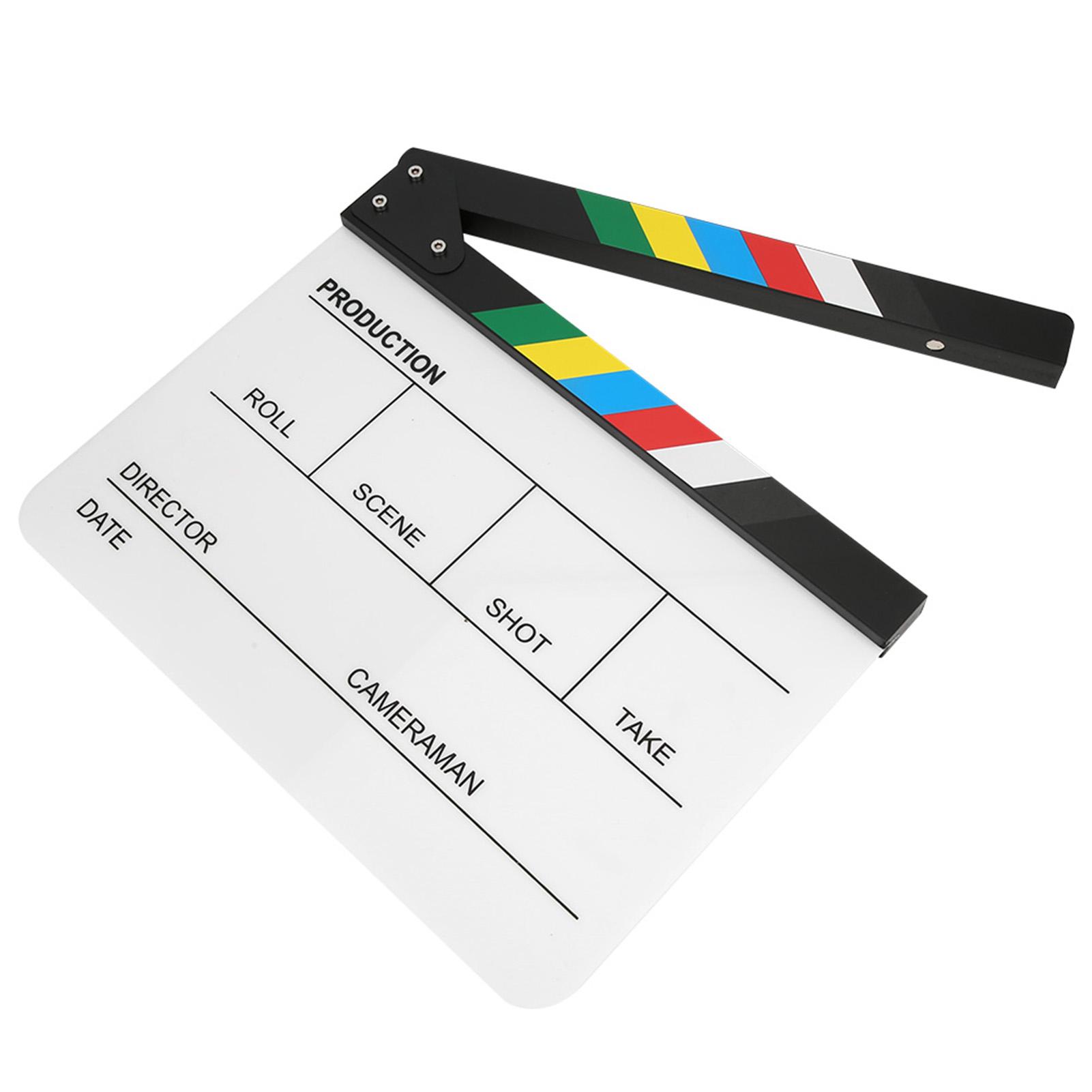 30x25CM Organická akrylová klapka Filmový réžisér Akcia Klapka Fotografický nástroj(Biela tabuľa so žltým pruhom;PAV1YWE3: )