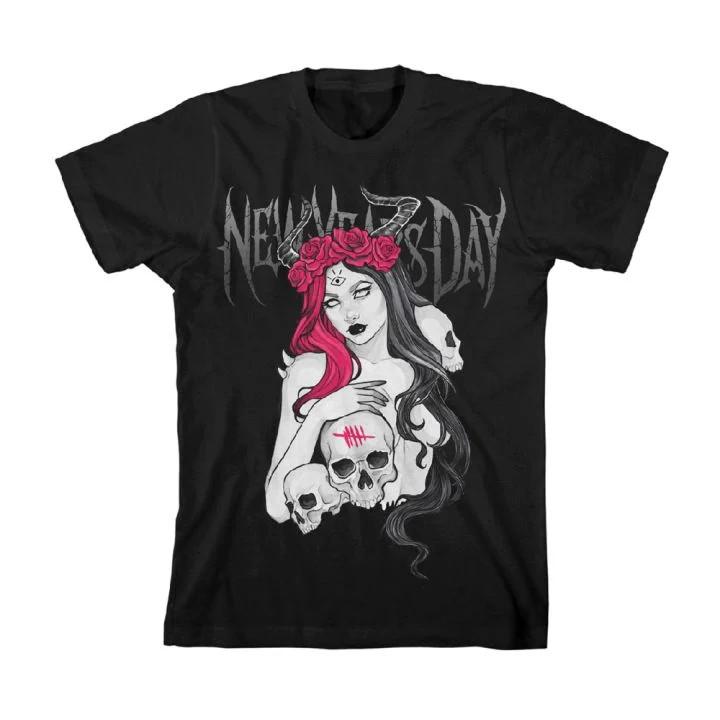 

Trend New Years Day Band Black Cotton Full Size Shirt Gift Halloween MI188 5XL різнокольоровий