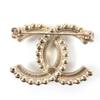 Excellent CHANEL Brooch COCO Mark Black Stone Clear Stone Large Size Gold A22B Used