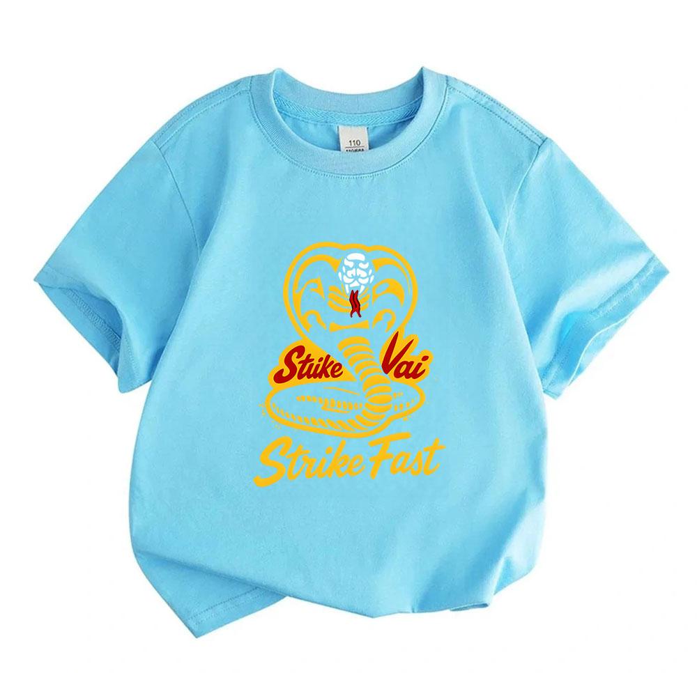 Kids Boys Girls 100% Cotton Crew Neck Short Sleeve T-Shirt, Fun Cobra Graphic Strike Fast Casual Tees, Soft Breathable Tops for Daily Outdoor Sports P