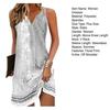 Women Summer Dress V Neck Off Shoulder Sleeveless Retro Floral Printed Loose A-line Soft Breathable OL Commute Lady Short Dress Vacation Beach Mini