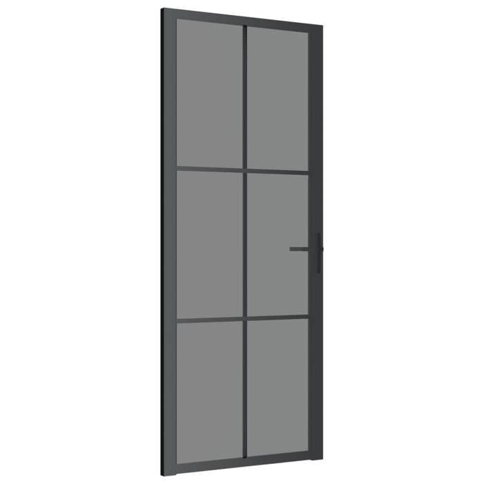 VidaXL Porte intérieure 83x201,5 cm Noir Verre ESG et aluminium 350565