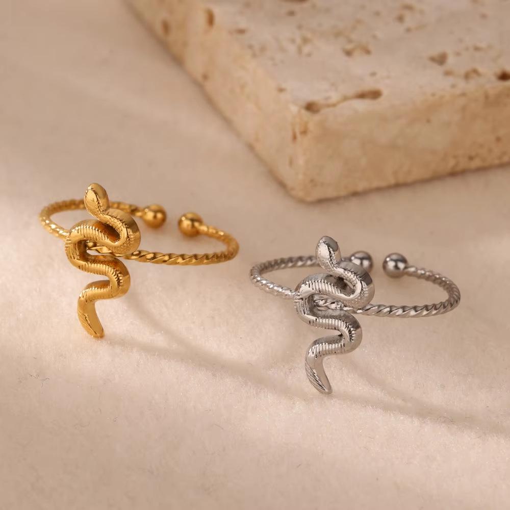 Stainless Steel Geometric Irregular Snake Ring