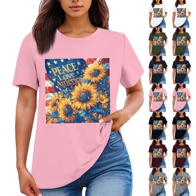 Γυναικείο Casual T-Shirt Τοπ με Στρογγυλή Λαιμόκοψη και Πρίνα Ημέρας Ανεξαρτησίας