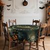 Pumpkin lanterns, withered trees, full moon, ancient castle, Halloween tablecloth - 1 set, suitable for indoor and outdoor use