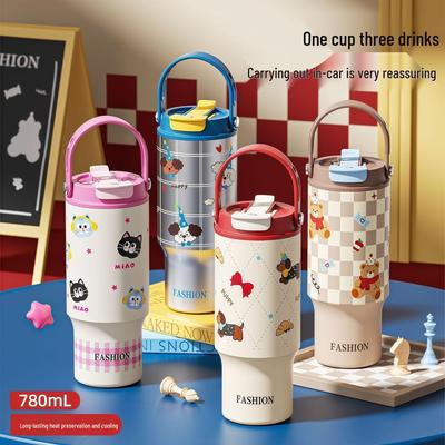 316 Large Capacity Outdoor Sports Thermos Cup with Straw - Portable Car Cooler for Girls