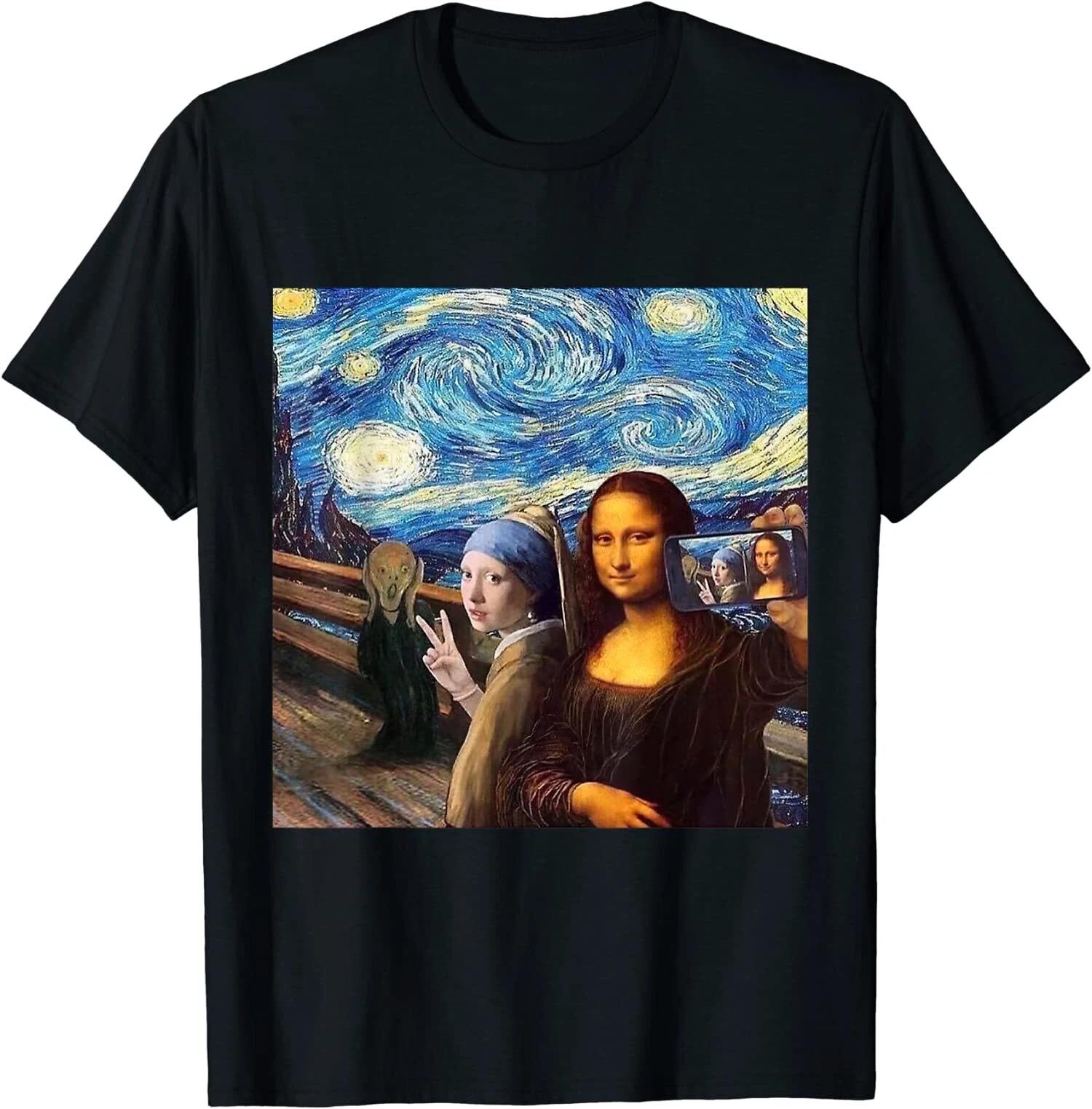 Mon4lisa Girl With A Pearl Earring The Scream Starry Night T-Shirt L